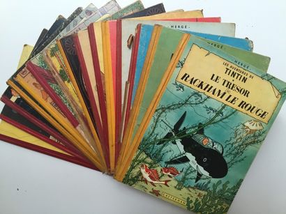 null HERGE TINTIN. 15 volumes dont en EO de Tintin. Etat d'usage.
