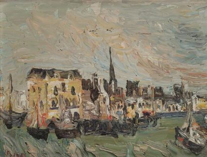 null Isaac FRENKEL dit FRENEL (1899-1981) 
Le Port de Honfleur
Huile sur toile. 
Signée...