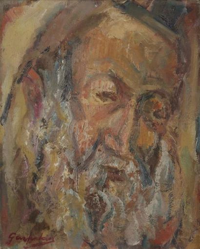 null David GARFINKIEL (1902-1970) 
Portrait de rabbin 
Huile sur toile. 
Signée en...