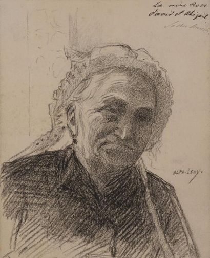 null Alphonse LéVY (1843-1918) 
La Mère Rose
Fusain. 
Signée sur la droite. 
18 x...