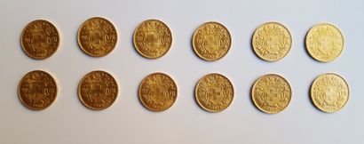 null 12 pièces de 20 F or suisses (1902-1935).