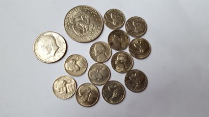 null Lot de pièces américaines comprenant: 1 pièce de 1 dollar argent 1 pièce de...