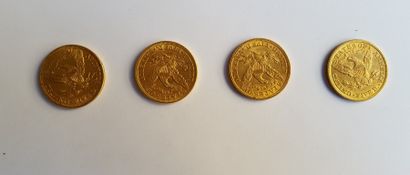 null Quatre pièces en or 5 dollars américain type Liberty (1881, 1895, 1900,1901...