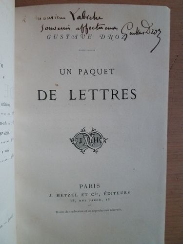 null Gustave DROZ. Un paquet de lettres (Paris, J. Hetzel et Cie, [1870]) ; in-12,...