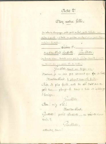 null Eugène LABICHE. Manuscrit pour Ôtez votre fille, s’il vous plaît, [1854] ; cahier...