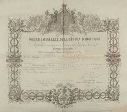 null [Eugène LABICHE]. Brevet de la Légion d’honneur, 16 septembre 1861 ; vélin in-plano...