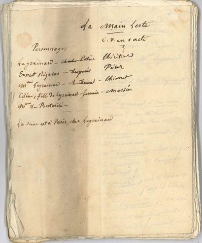 null Eugène LABICHE. Manuscrit autographe, La Main leste, [1867] ; [1]-66 pages petit...