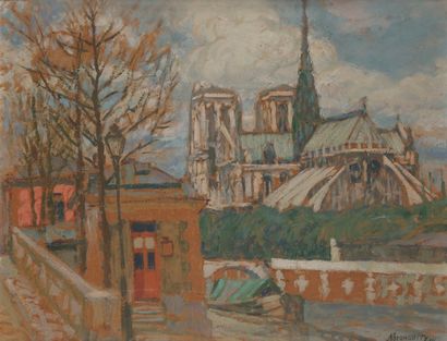 null Albert ABRAMOVITZ (1879-1963)
Paris, la Seine à Notre-Dame, 1913
Huile sur panneau.
Signée...