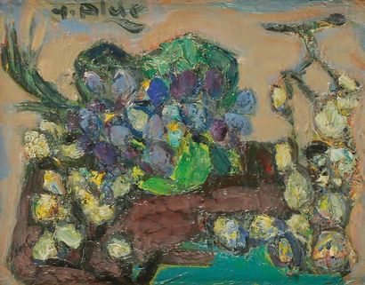 null Yvette ALDE (1911-1967)
Raisins et violettes, 1960
Huile sur toile.
Signée en...