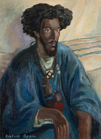 null Béatrice APPIA DABIT (1899-1999)
Dakar, portrait de maure, 1940
Huile sur toile.
Signée...