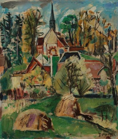 null François DESNOYER (1894-1972)
Village
Huile sur toile contrecollée sur isorel.
Signée...