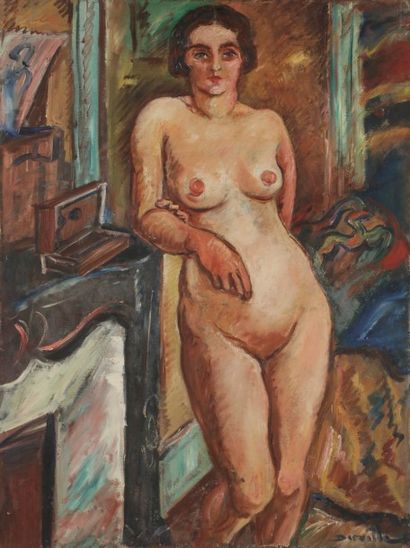 null Jean DORVILLE (1902-1985)
Nu à la cheminée
Huile sur toile.
Signée en bas à...