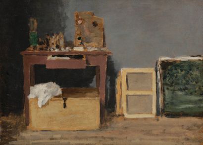 null Albert ANDRE (1869-1954)
Dans l’atelier
Huile sur carton marouflée sur toile.
Annotée...