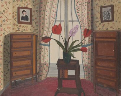 null Juliette JUVIN (1896-?)
Intérieur au bouquet de tulipes
Huile sur toile.
Signée...