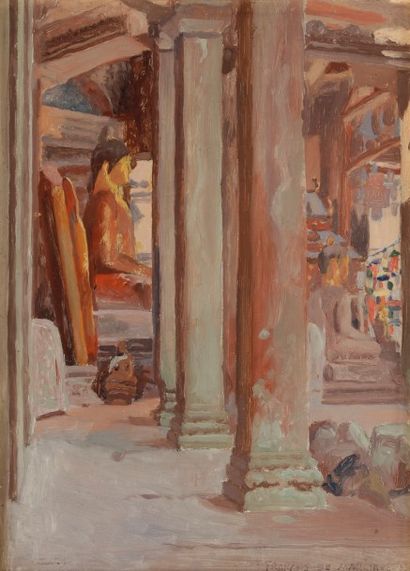 null François-Marie-Léon de MARLIAVE 
(1874-1953)
Cambodge, intérieur de temple
Huile...