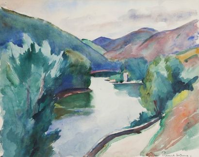 null Charles-Alexandre PICART LE DOUX 
(1881-1959)
Rivière en montagne
Aquarelle...
