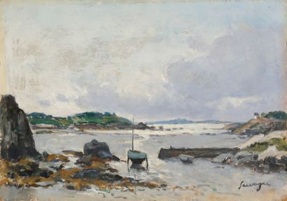 null Lucien SEEVAGEN (1887-1959)
Paysage de Bréhat
Huile sur isorel.
Signée en bas...