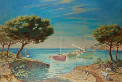 null Georges SIMONKA (1916-2001)
Bateau en bord de mer
Huile sur toile.
Signée en...