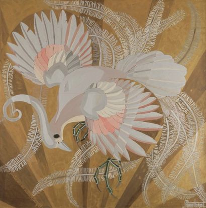 null Pierre THIRIOT (1904-1991)
Oiseau - Panneau décoratif
Huile et peinture or sur...