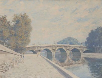 null BARD (XXe siècle)
Paris, la Seine au Pont-Neuf
Huile sur toile.
Signée en bas...