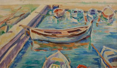 P. BERAUD (XXe siècle)
Barques au port
Huile...