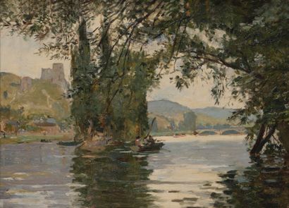 null Georges BINET (1865-1949)
La Seine aux Andelys
Huile sur panneau.
Signée en...