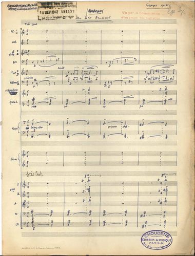 null Georges AURIC (1899-1983). Manuscrit musical autographe signé, [L’Assassin a...