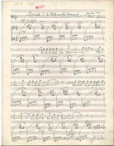 null Georges HÜE (1858-1948). 5 manuscrits musicaux autographes signés, [1931]-1937 ;...