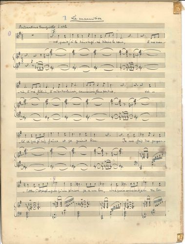 null Maurice JAUBERT (1900-1940). Manuscrit musical autographe signé, L’Eau vive....