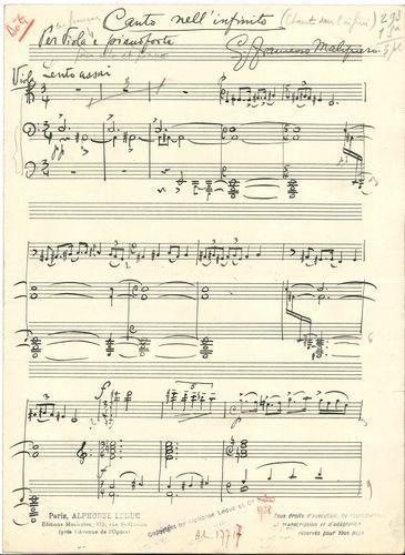 null Gian Francesco MALIPIERO (1824-1887). Manuscrit musical autographe signé, Canto...