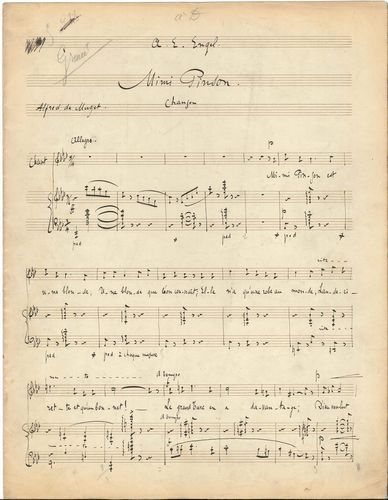 null Gabriel PIERNÉ (1863-1937). Manuscrit musical autographe signé, Mimi Pinson,...