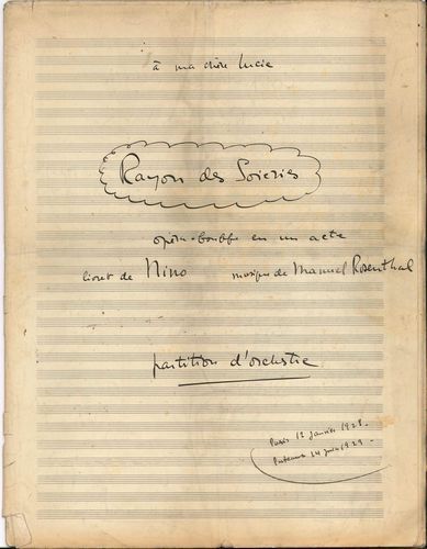 null Manuel ROSENTHAL (1904-2003). Manuscrit musical autographe signé, Rayon des...