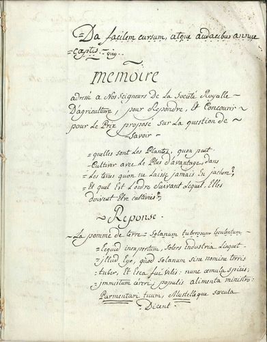 null AGRICULTURE. Manuscrit, [1789 ?] ; cahier de 52 pages in-4.
 Mémoire sur la...