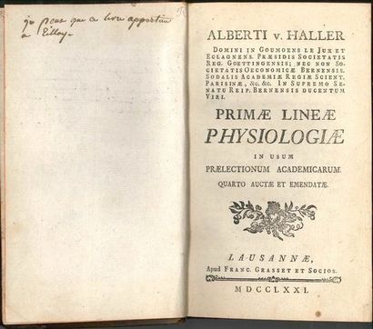 null ?Albrecht von HALLER (1708-1777).? ?Primæ lineæ Physiologiæ in usum prælectionum...