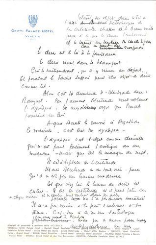 null Jacques LACAN (1901-1981) psychiatre et psychanalyste. Manuscrit autographe,...