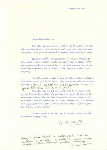 null Geneviève de GAULLE (1920-2002) nièce du général de Gaulle, résistante déportée...