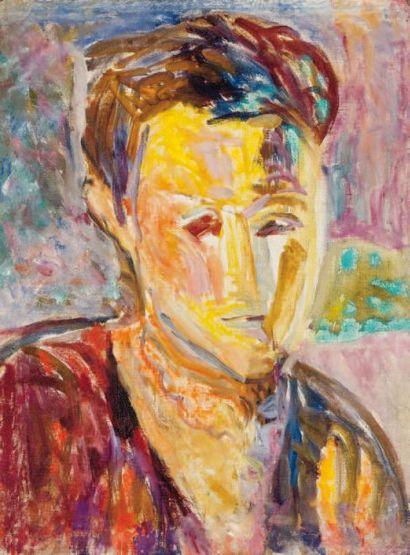 LUTKA PINK 1906 - 1998 Portrait d'homme, 1947 Huile sur toile. Signée du cachet et...