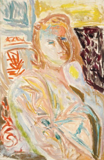 LUTKA PINK 1906 - 1998 Portrait de femme, 1948 Huile sur toile. Signée du cachet...