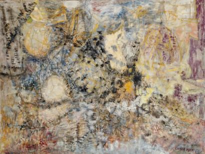 LUTKA PINK 1906 - 1998 Composition abstraite, 1955 Huile sur toile. Signée en bas...