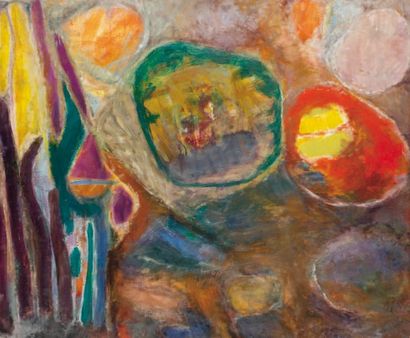 LUTKA PINK 1906 - 1998 Composition abstraite, 1957 Huile sur toile. Signée du cachet...