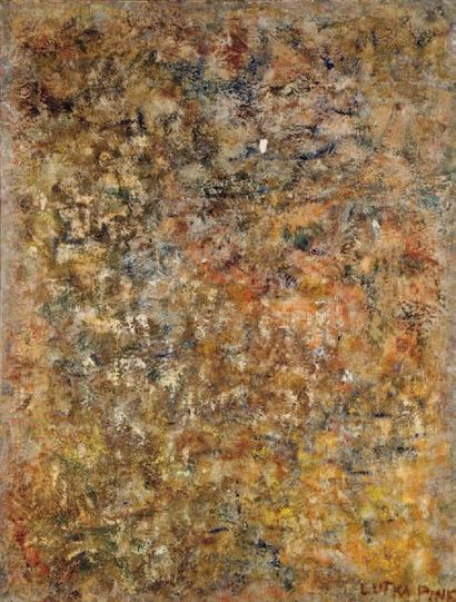 LUTKA PINK 1906 - 1998 Composition abstraite, 1958 Huile sur toile. Signée en bas...