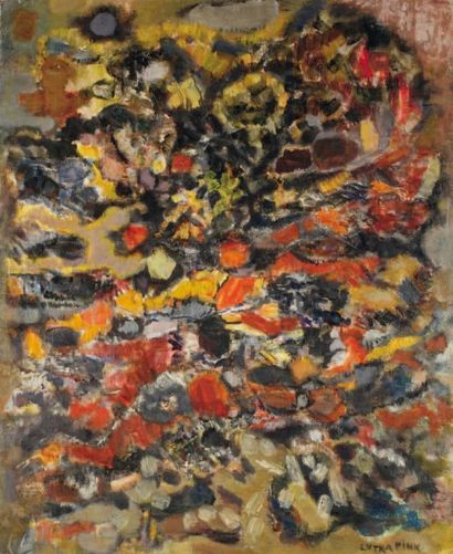 LUTKA PINK 1906 - 1998 Composition abstraite, 1960 Huile sur toile. Signée en bas...