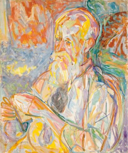 LUTKA PINK 1906 - 1998 Portrait d'homme barbu, circa 1946 Huile sur toile. Signée...