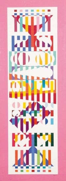Yaacov AGAM (né en 1928) [Composition cinétique verticale]. Sérigraphie en couleurs....