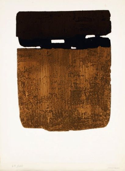 Pierre SOULAGES (né en 1919) Eau-forte n° XXVI. 1974. Eau-forte sur métal découpé....