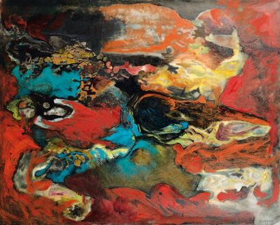 Christian CHENARD (né en 1918) Composition abstraite, 1957 Huile sur toile. Signée...