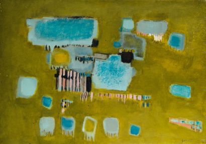 Jeannie DUMESNIL (née en 1926) Composition abstraite, 1962 Huile sur toile. Signée...