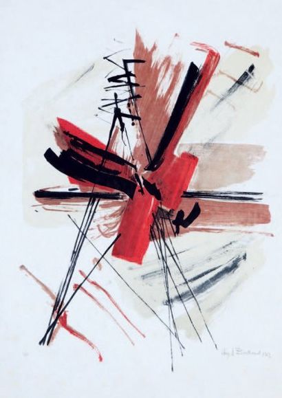 Huguette ARTHUR BERTRAND (1922-2005) [Composition]. 1962. Lithographie. 340 x 455....