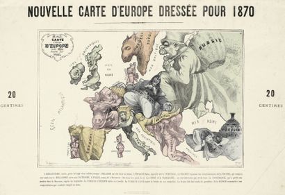 DIVERS Carte Satirique. Paul Hadol. Nouvelle carte d’Europe dressée pour 1870. Procédé...