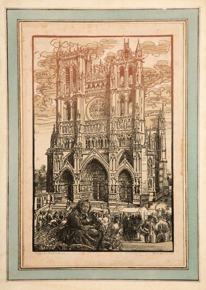 Jacques Beltrand (1874-1977) Cathédrale d’Amiens. 1913. Bois gravé. 253 x 390. I.F.F. 42....